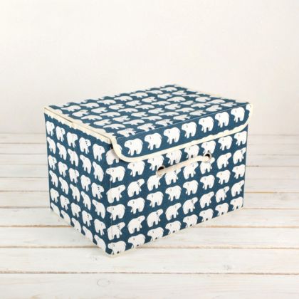 Коробка для хранения с крышкой «Белые мишки», 37 x 26 x 24 см